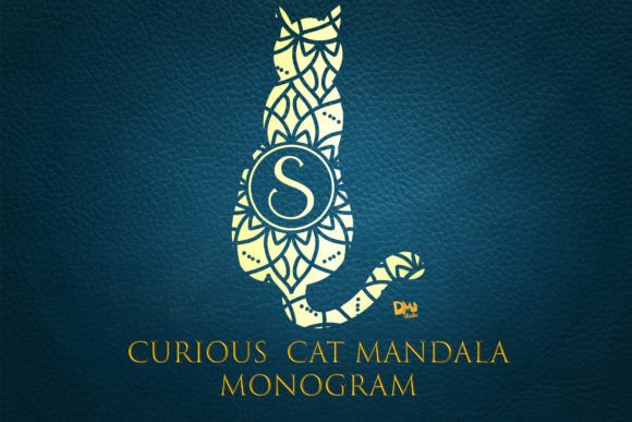 Curious Cat Mandala Monogram: A Whimsical Decorative Typeface for Makers